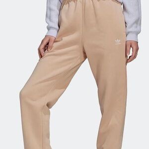 Adidas Logo Cream Joggers with Drawstring and Pockets Size M